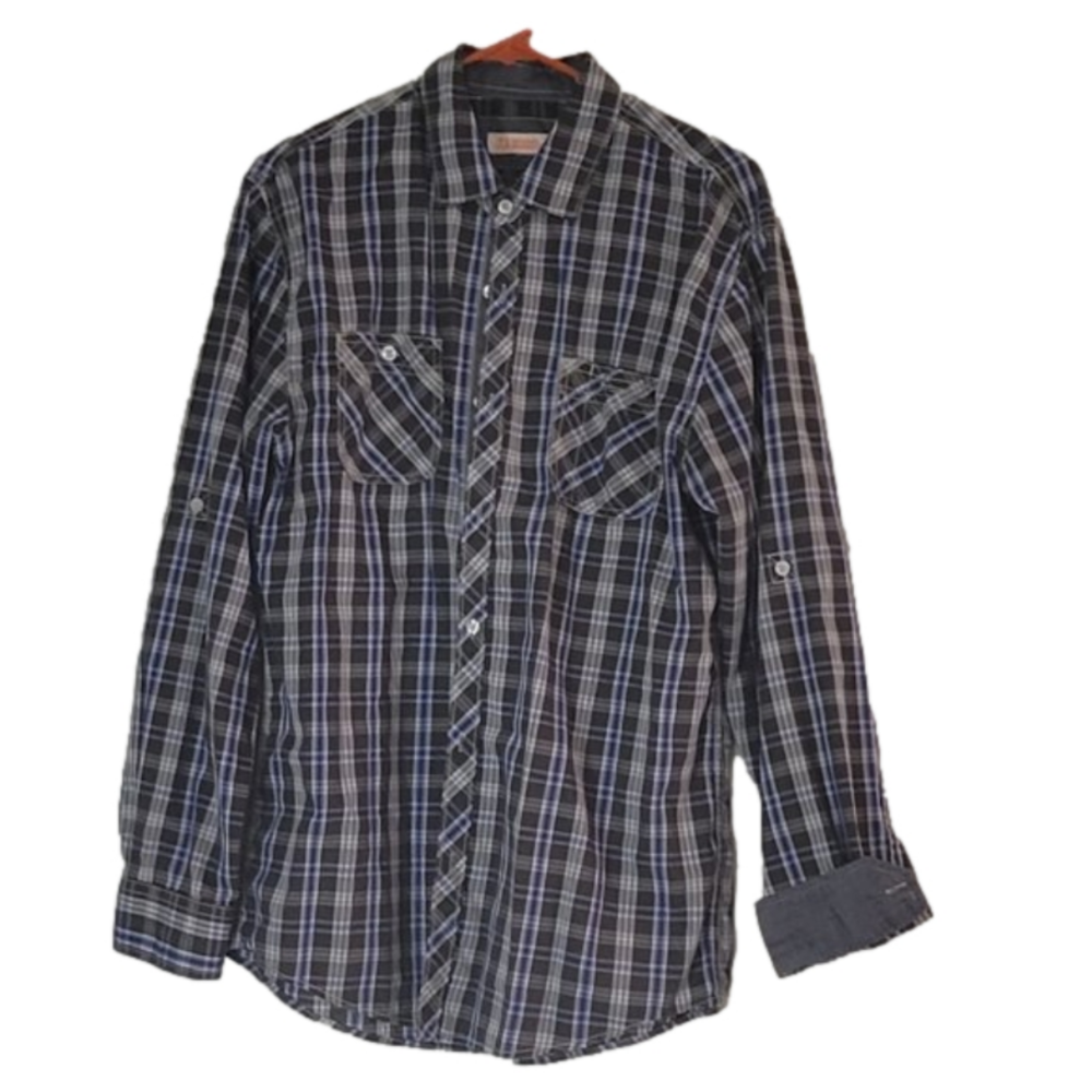 MICHAEL BRANDON MENS BUTTON UP FLANNEL TOP
